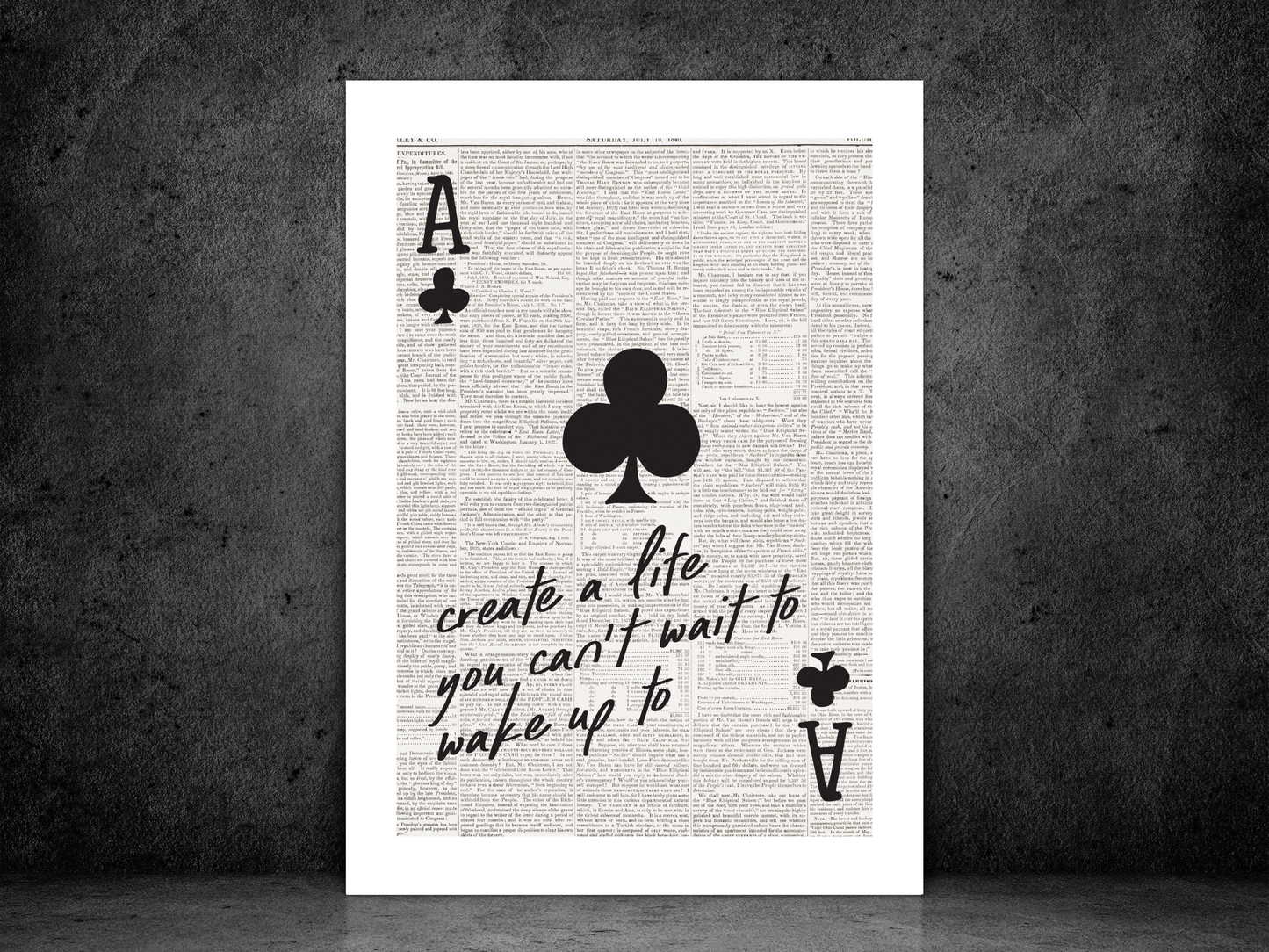 Create A Life Newspaper Poster Print | Funny Motivational Wall Art