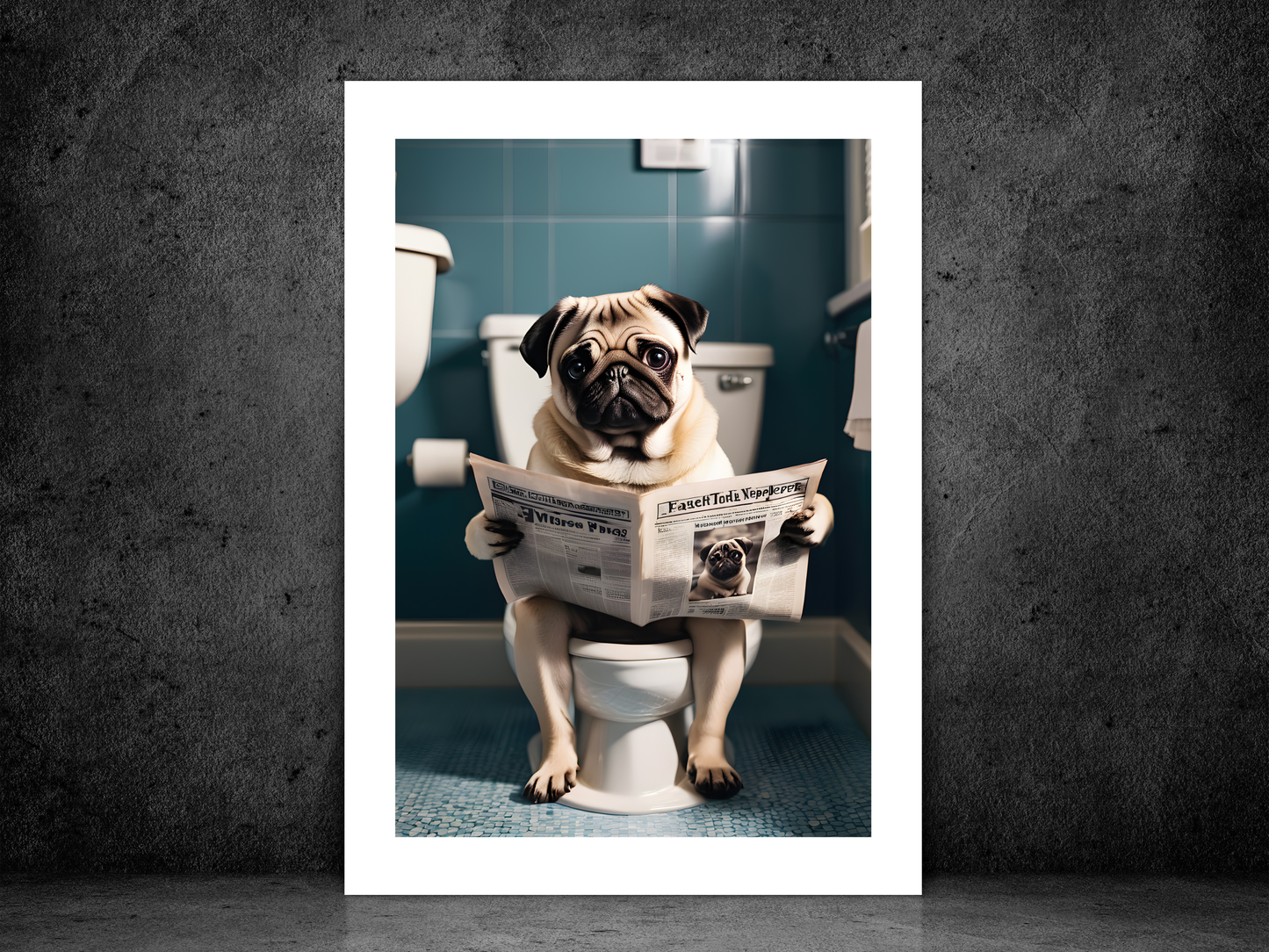 Pug on Toilet