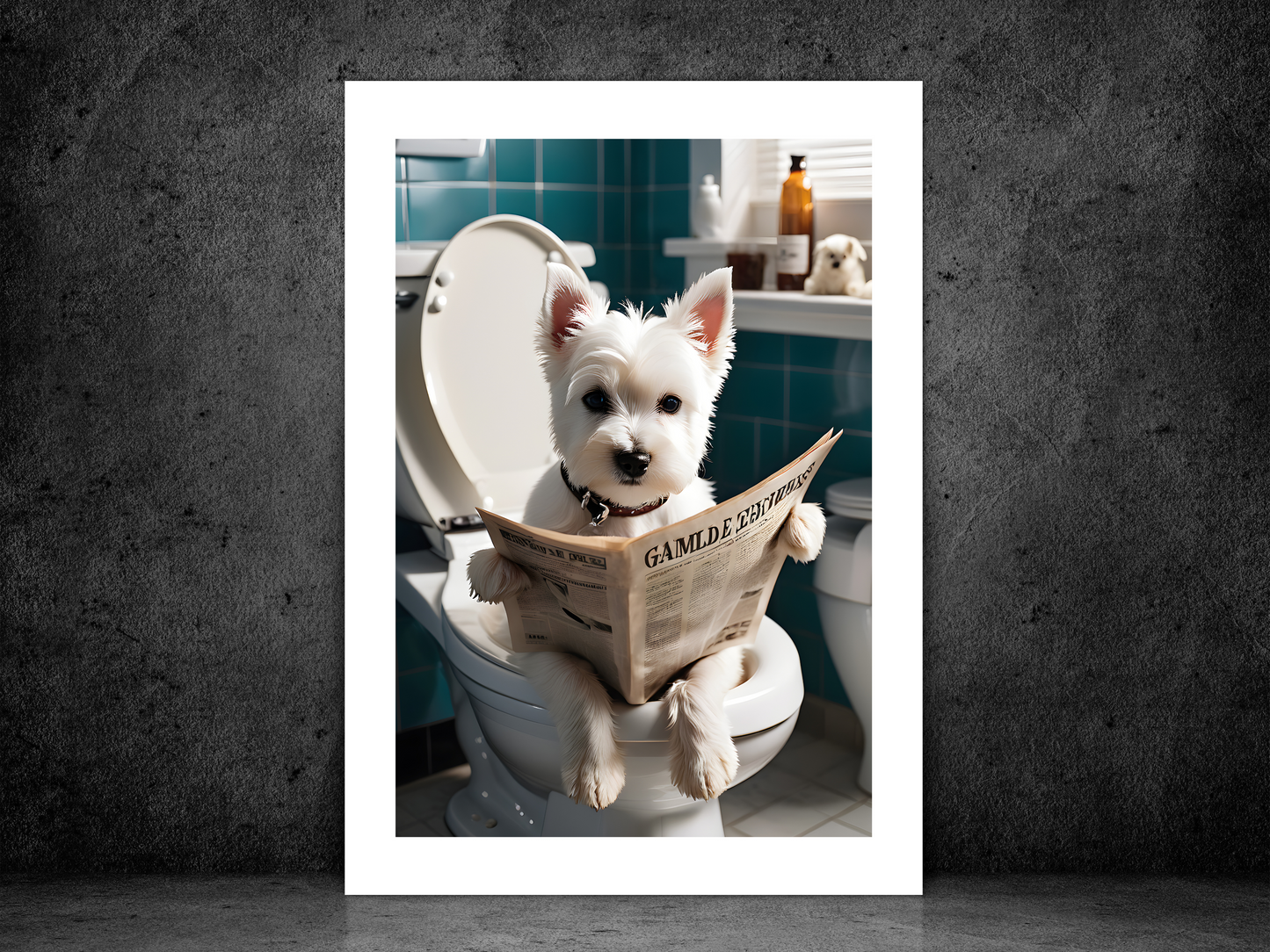 Cute Westie on Toilet