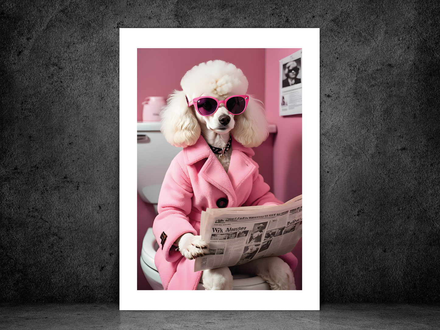 Poodle Pink Jacket on Toilet