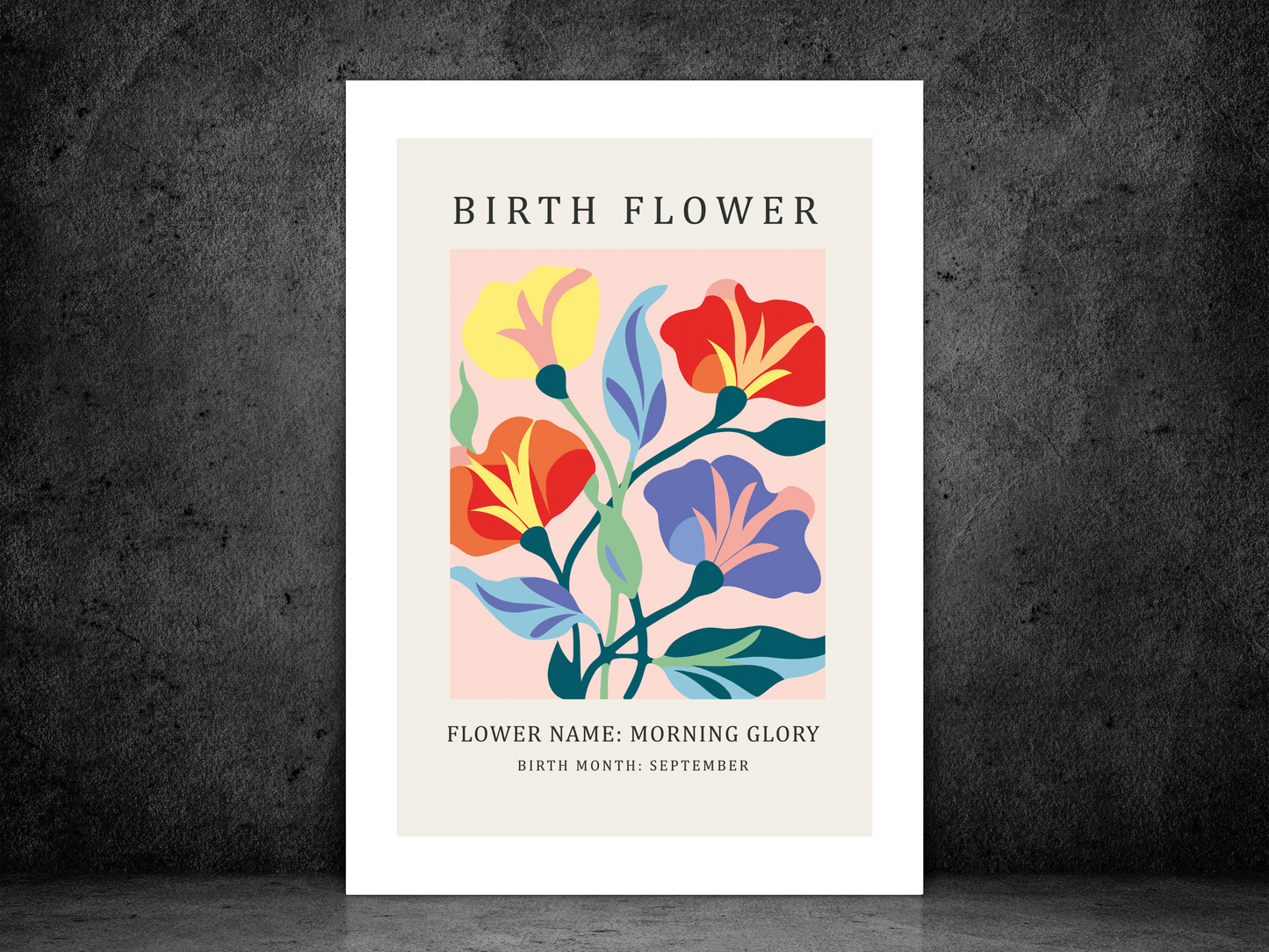 Birth Flower Print September Morning Glory | Birthday Month Poster