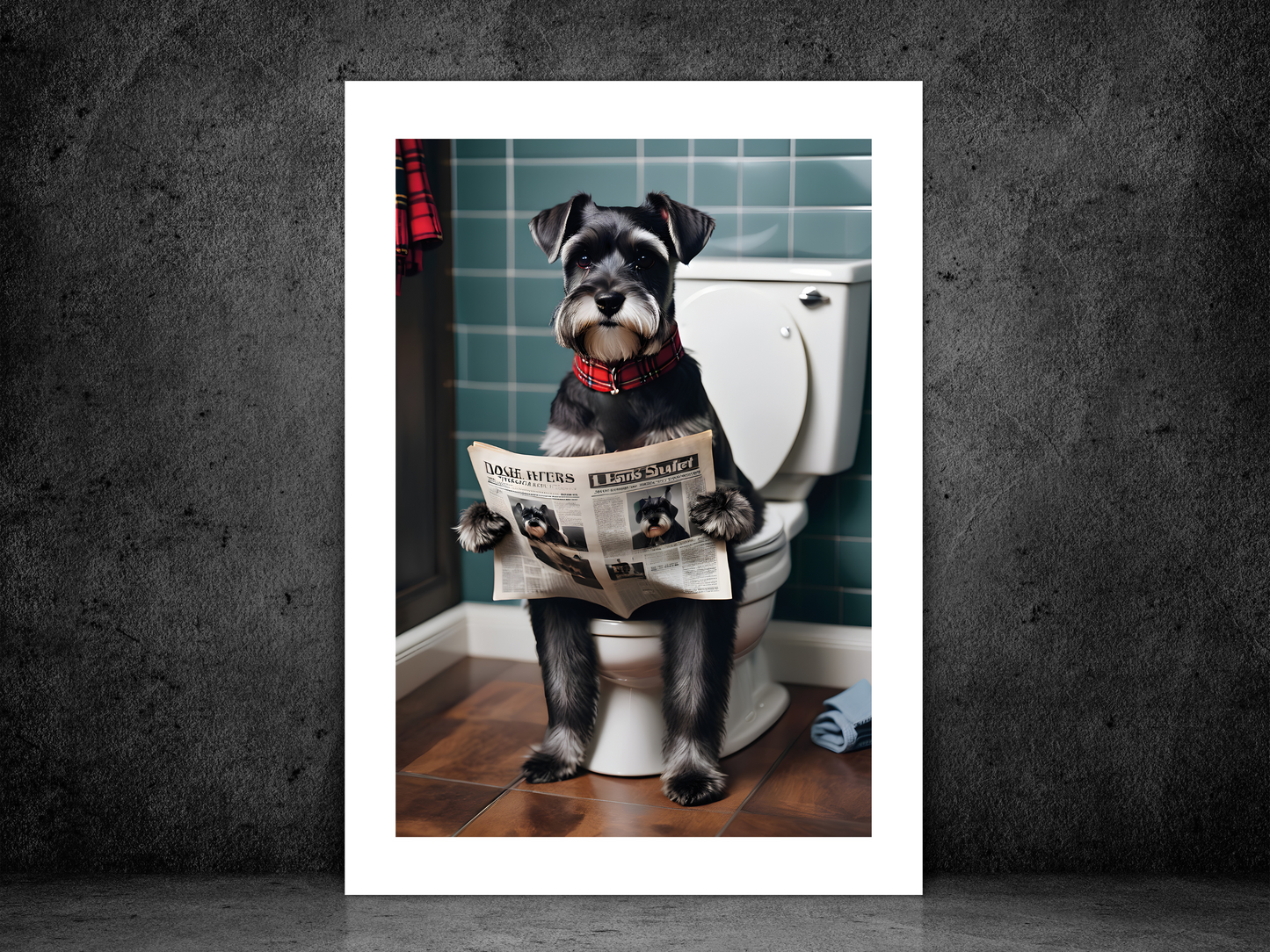 Grey Schnauzer on Toilet