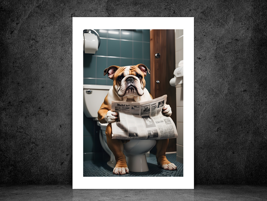 Bulldog on Toilet