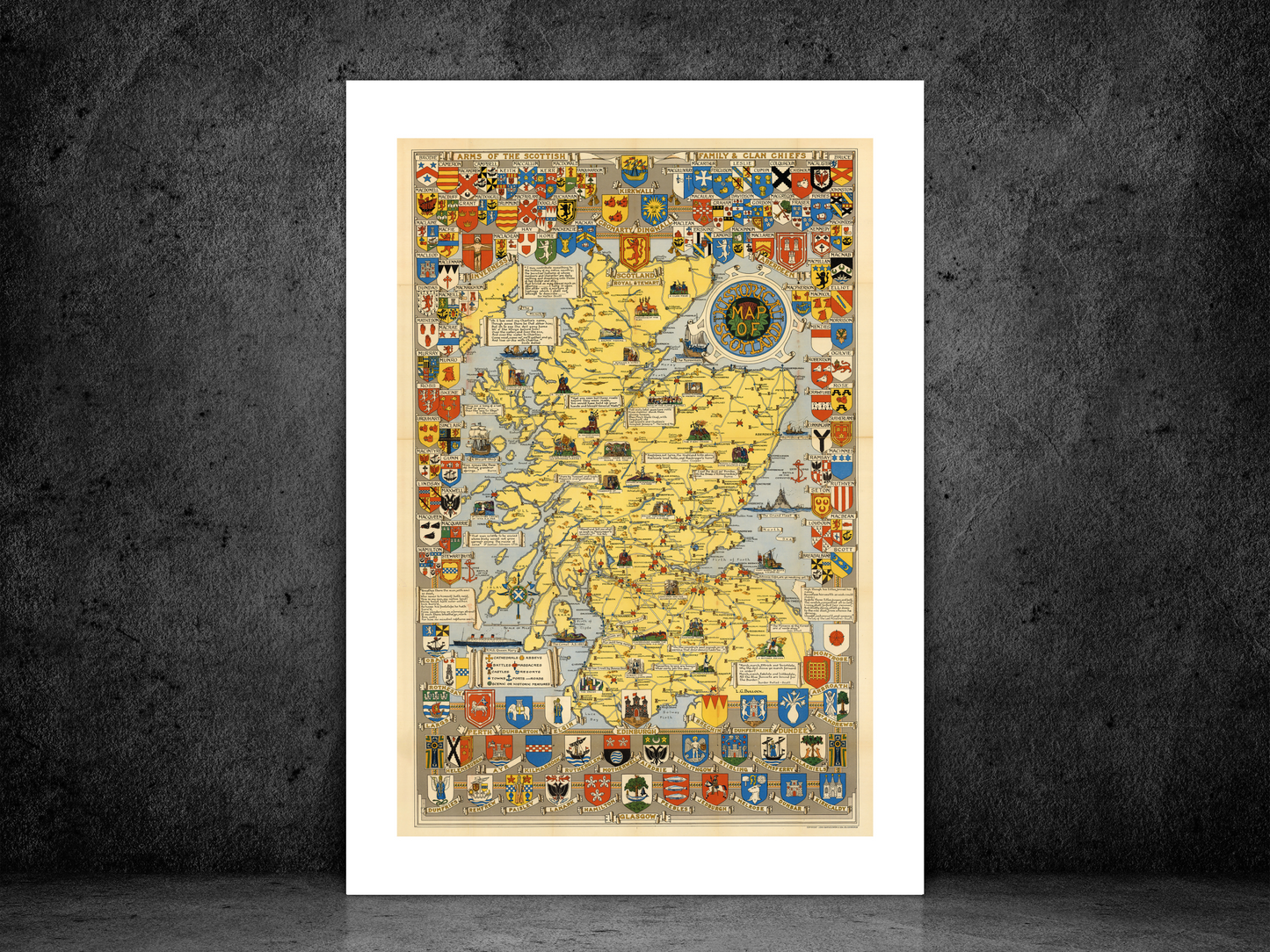 Historical Map Of Scotland Print | Vintage Poster