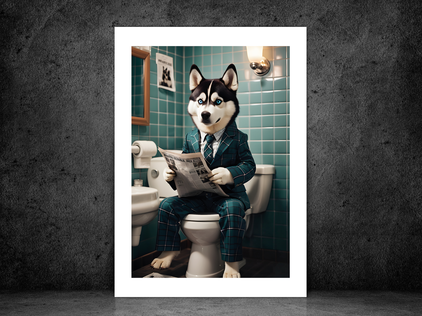 Husky on Toilet