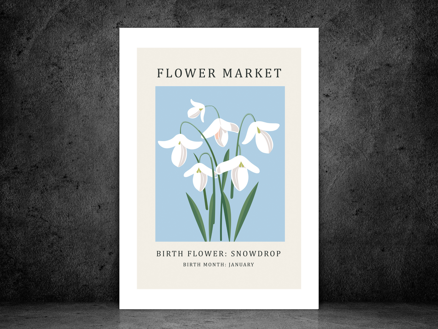 Birth Flower Print January Snowdrop | Birthday Month Poster