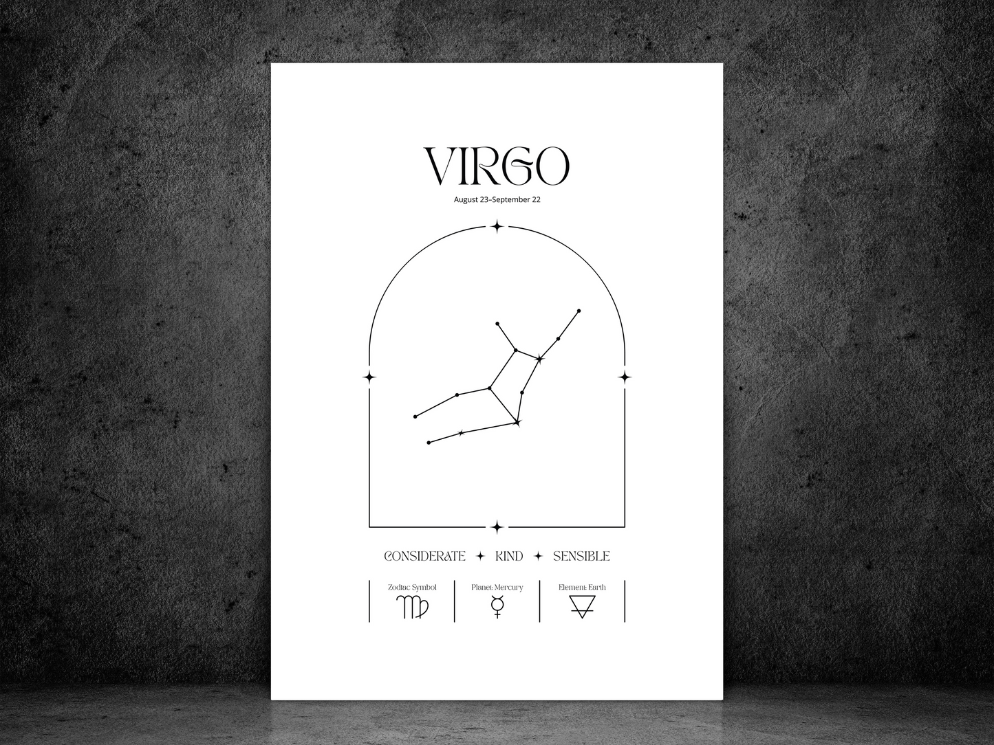 Virgo Zodiac Print | Minimalist Astrology Poster