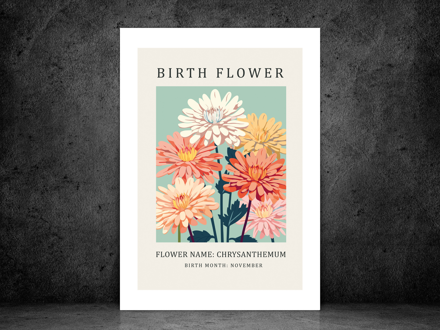 Birth Flower Print November Chrysanthemum | Birthday Month Poster