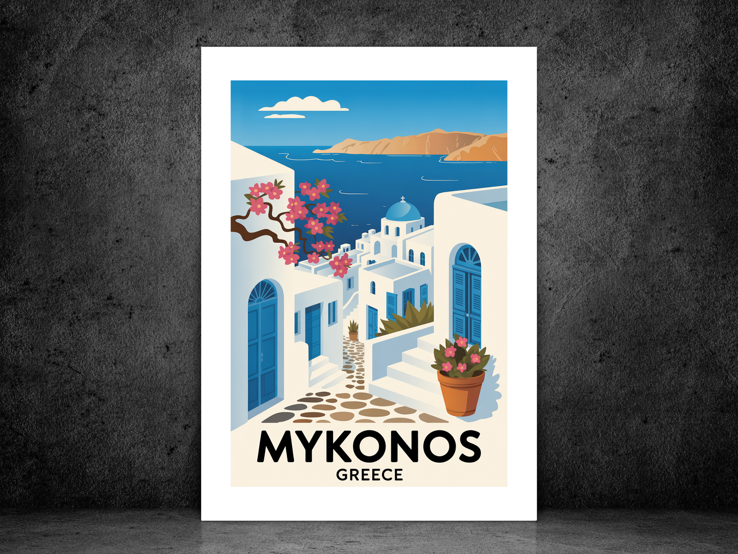 Mykonos Travel Poster | Vintage Wall Print