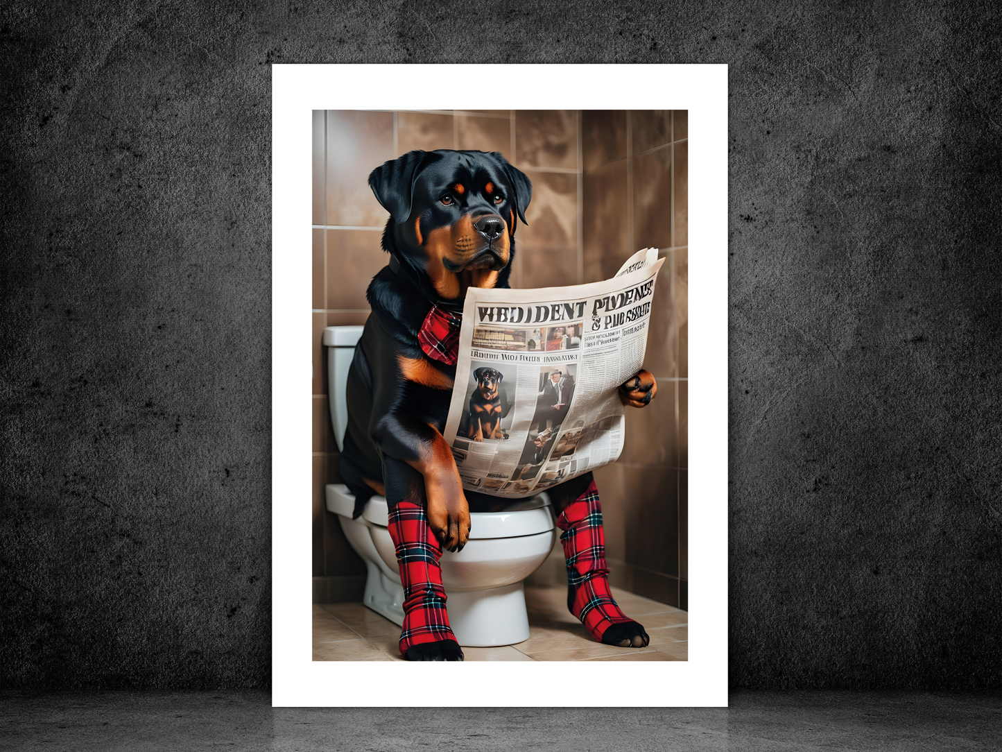 Rottweiler on Toilet