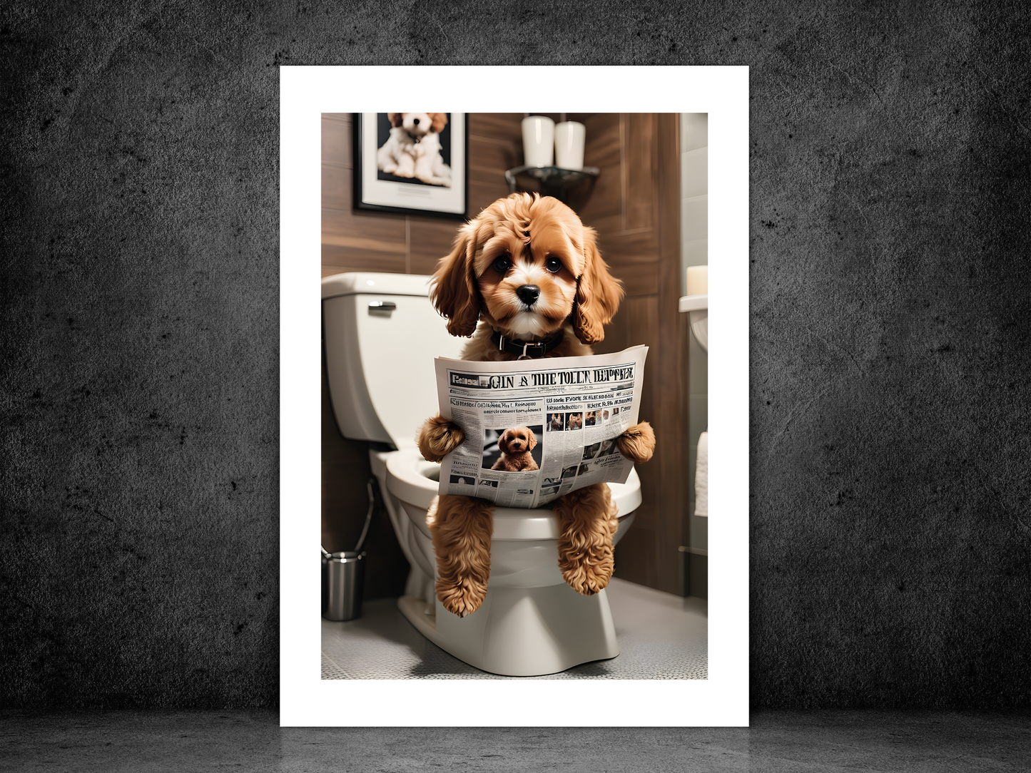 Cavapoo on Toilet