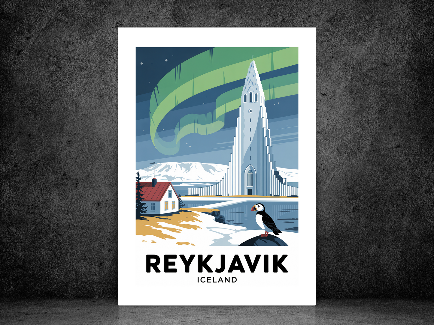 Reykjavik Travel Poster | Vintage Wall Print