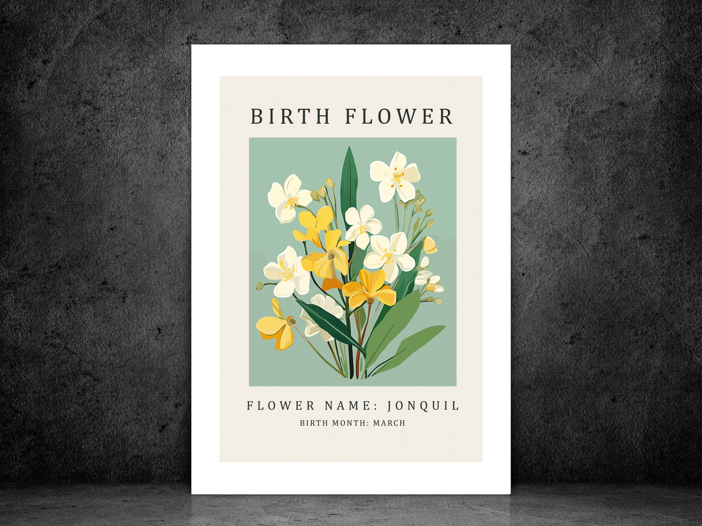 Birth Flower Print March Jonquil | Birthday Month Poster