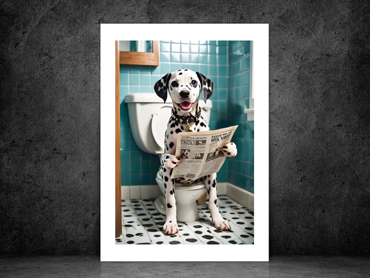 Dalmatian Dog on Toilet