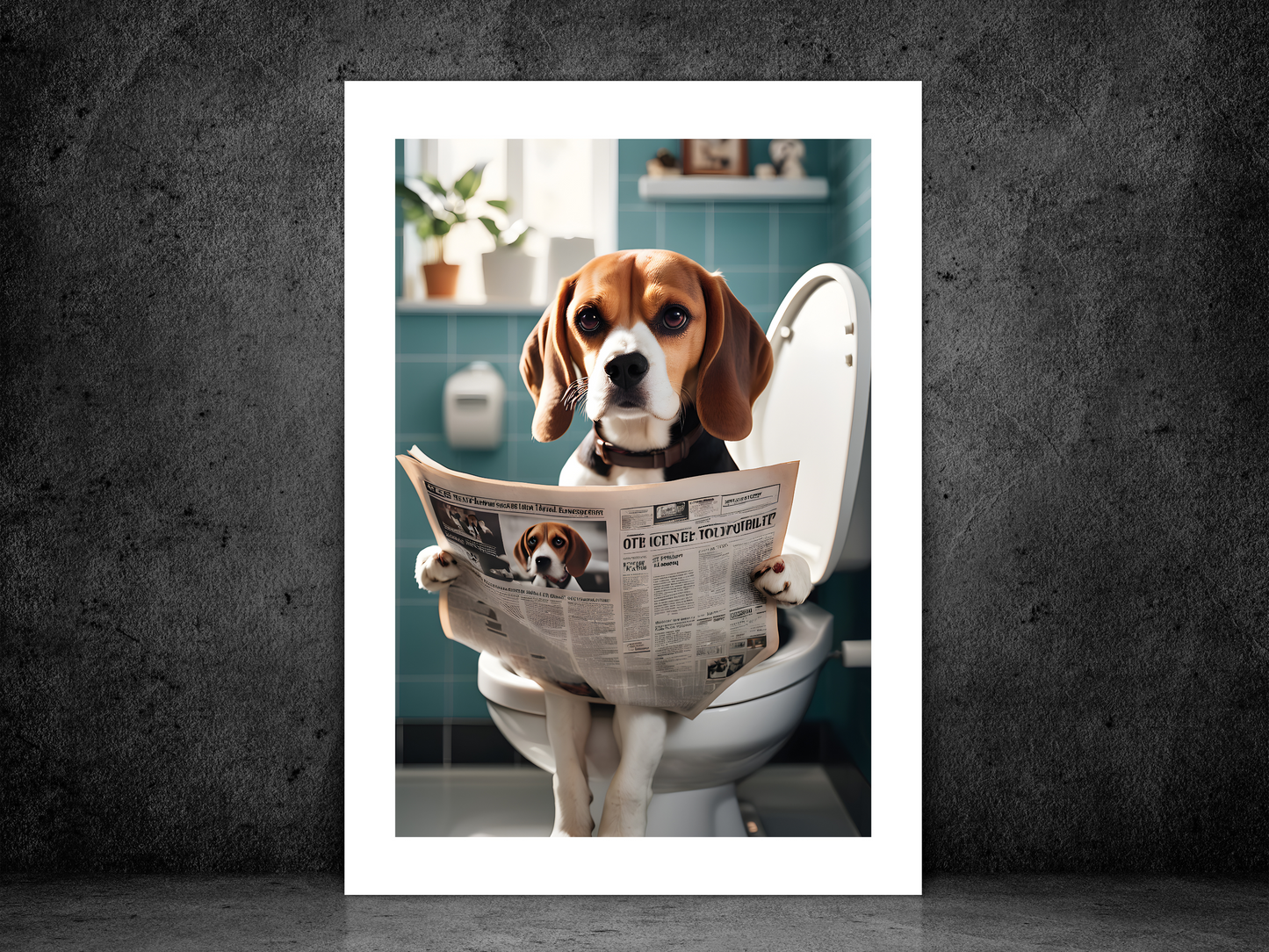 Beagle on Toilet