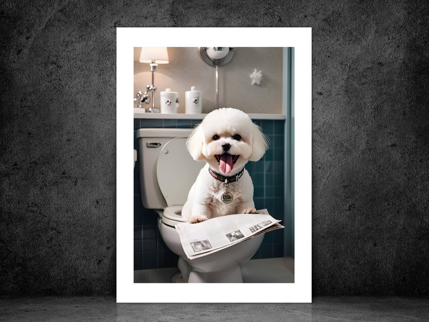 Bichon on Toilet