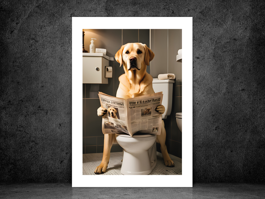Golden Labrador on Toilet