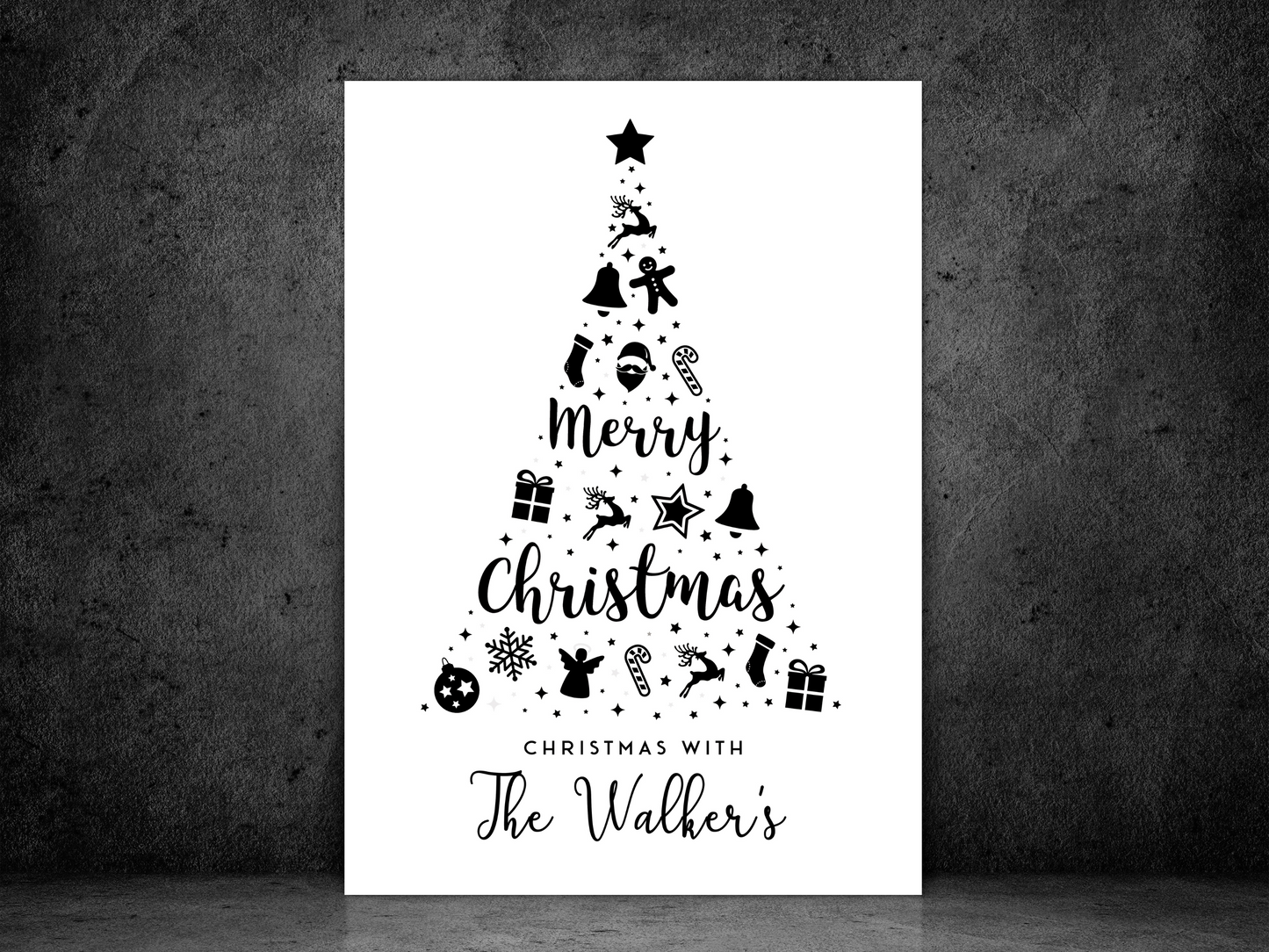 Monochrome Christmas Tree Personalised