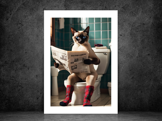 Siamese Cat on Toilet