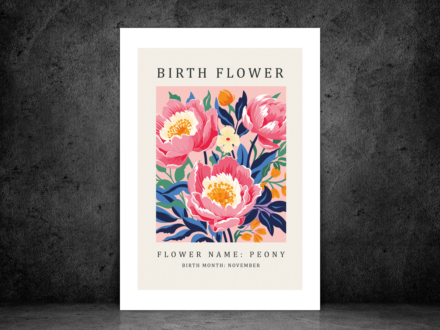 Birth Flower Print November Peony | Birthday Month Poster