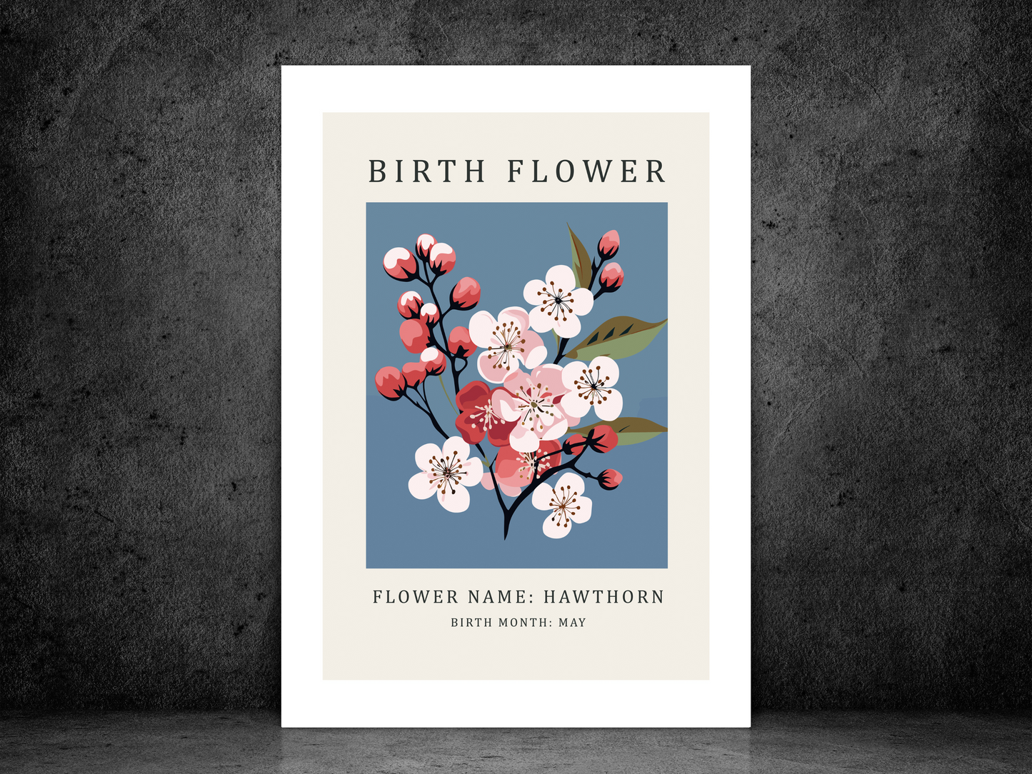Birth Flower Print May Hawthorn | Birthday Month Poster