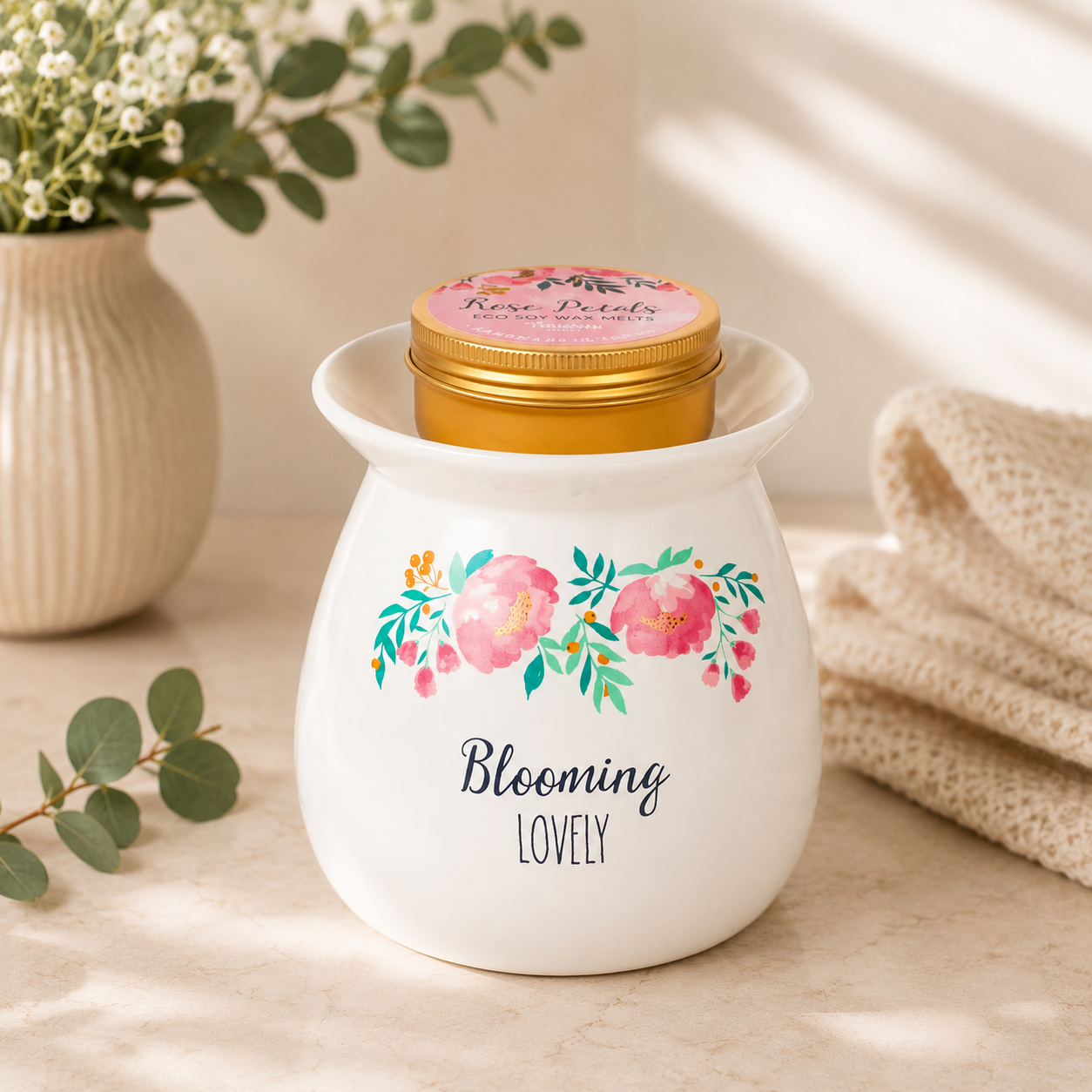 Floral Wax Melt Burner Gift Set