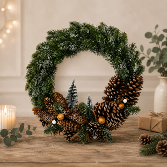 Green Wreath With Pinecones