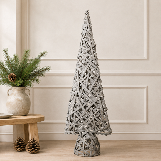 Grey Wicker Christmas Tree