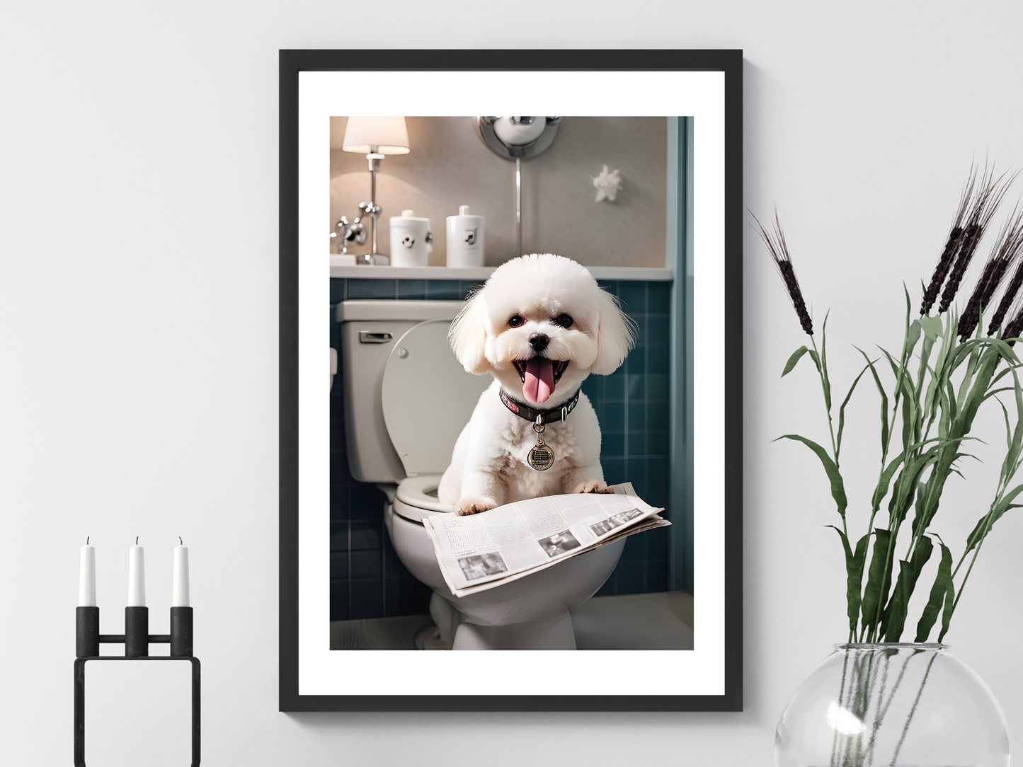 Bichon on Toilet