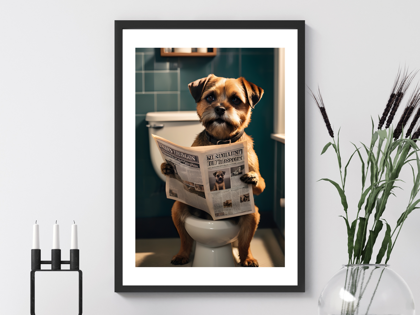 Border Terrier on Toilet