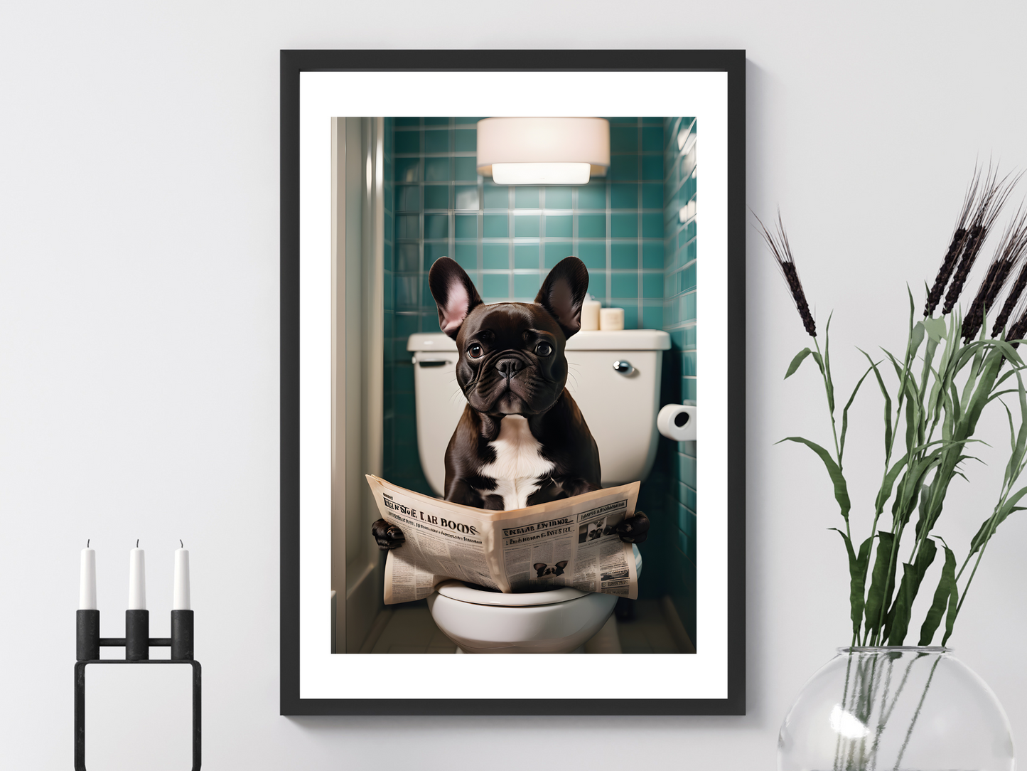 French Bulldog on Toilet