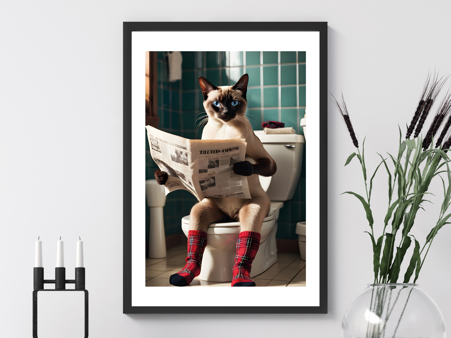 Siamese Cat on Toilet