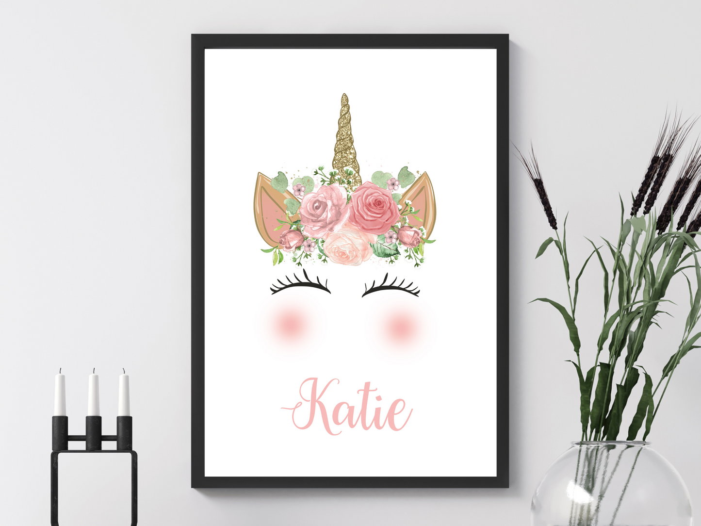 Floral Unicorn Personalised Print