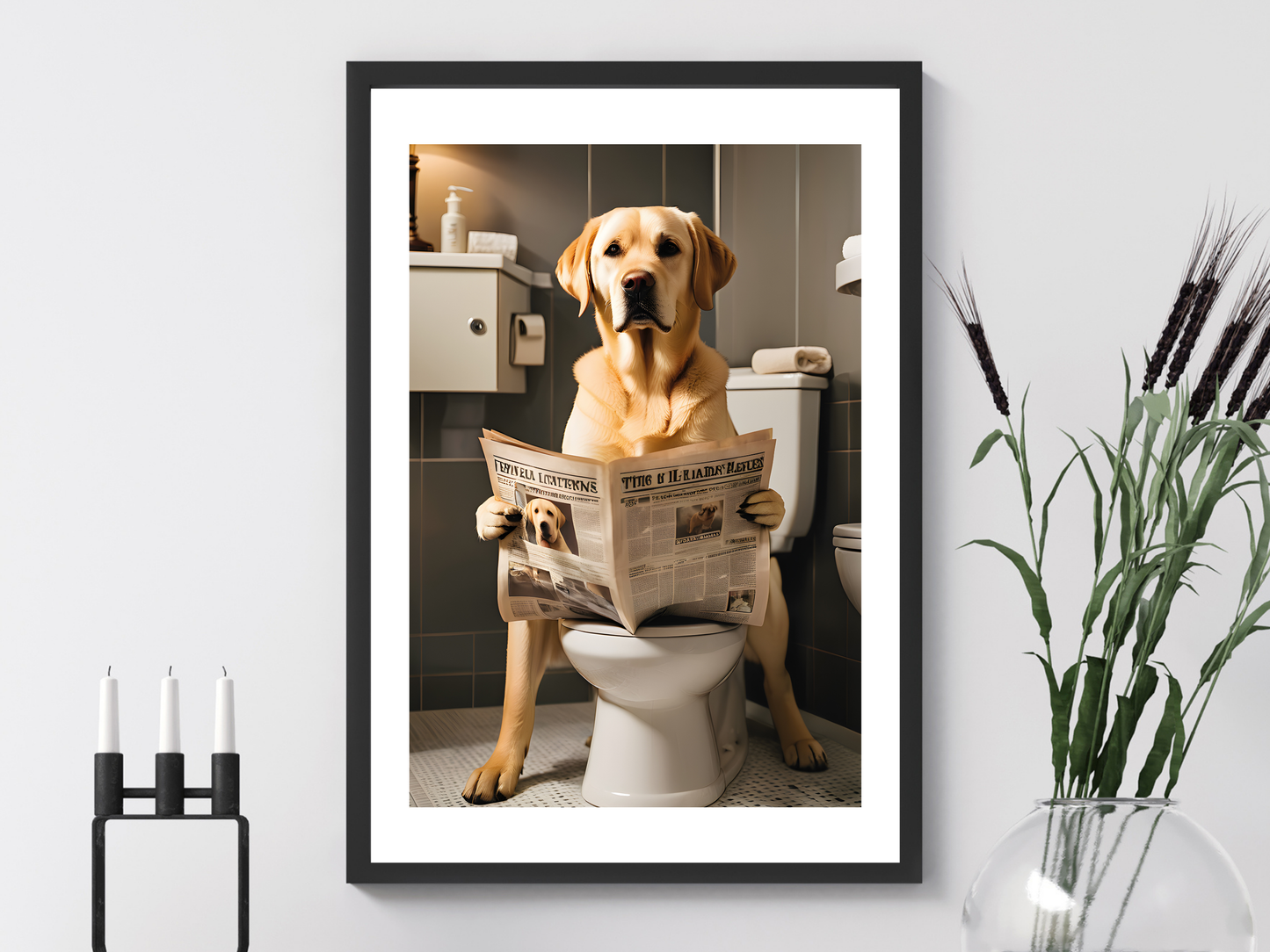 Golden Labrador on Toilet