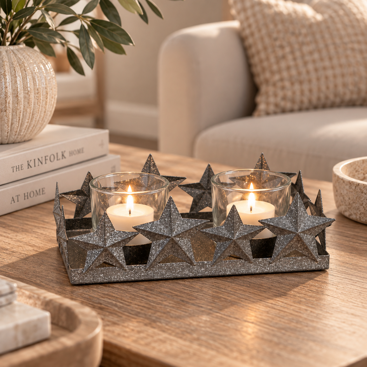 Metal Star Candle Holder Plate | 16.5cm