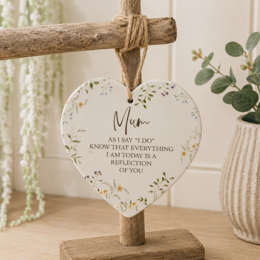 Mum Wedding Sentiment 3D Ceramic Heart