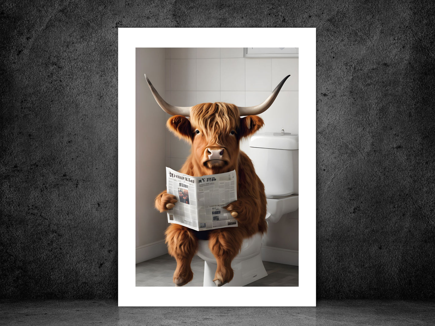 Highland Cow on Toilet
