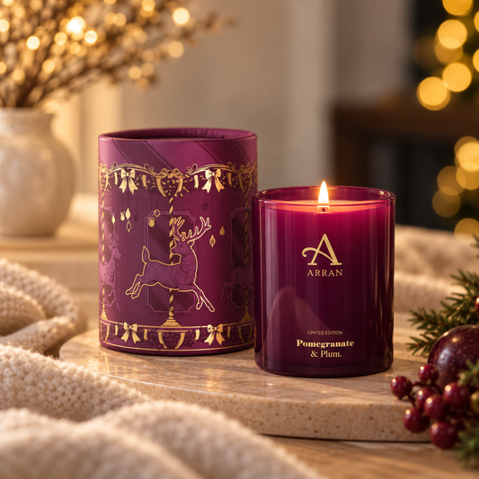 Pomegranate & Plum Boxed Candle | Seasonal Exclusive | ARRAN Sense of Scotland