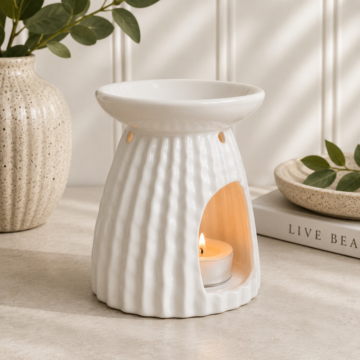 Ribbed Ceramic Wax/Oil Burner