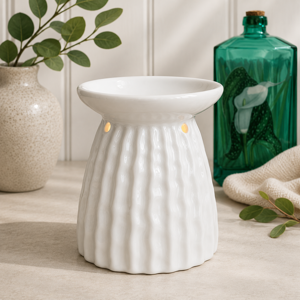 Ribbed Ceramic Wax/Oil Burner