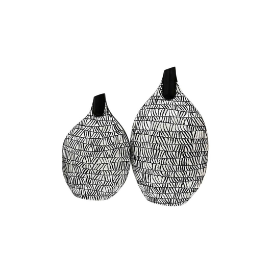 Black & White Patterned Vase - Medium