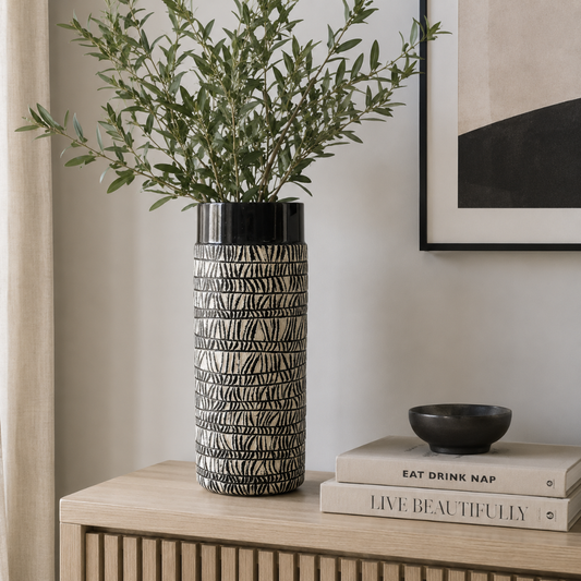 Patterned Oval Vase - Medium