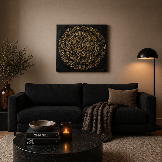 Black & Gold Spiral Abstract Canvas