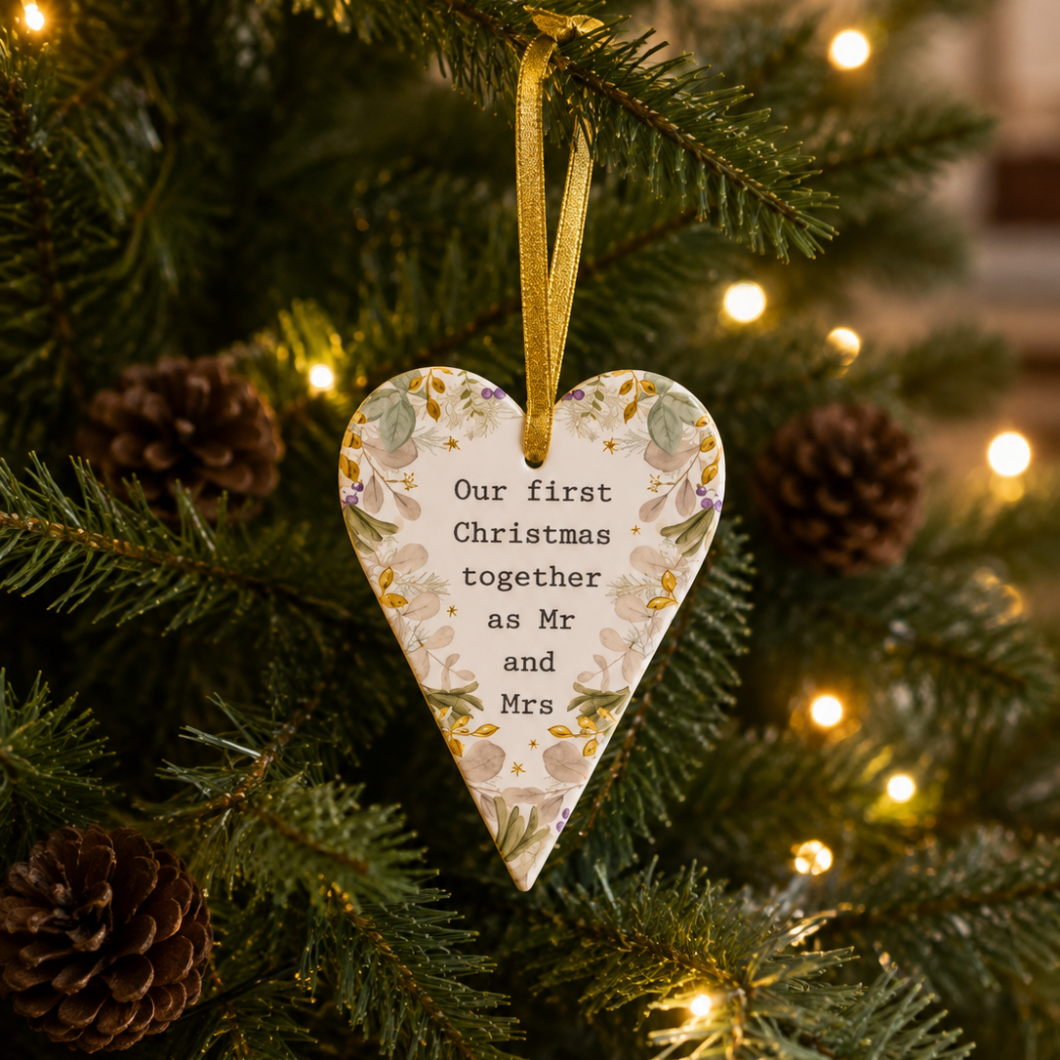 Mr & Mrs Ceramic Festive Hanger