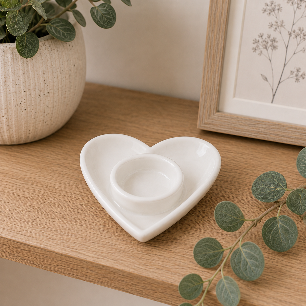 Small Heart Tea-Light Holder - White