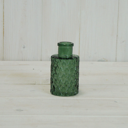 Green Geometric Mini Glass Bottle