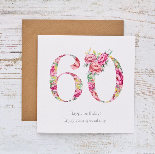 60 Floral Happy Birthday Card