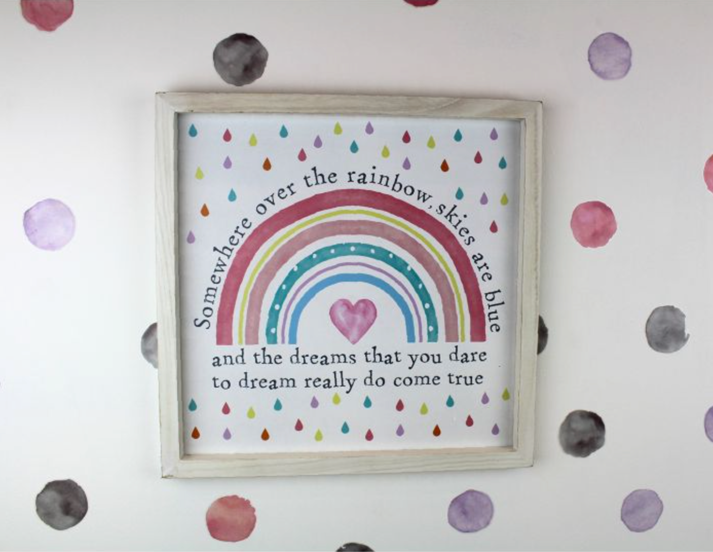 Rainbow White Wood Framed Plaque