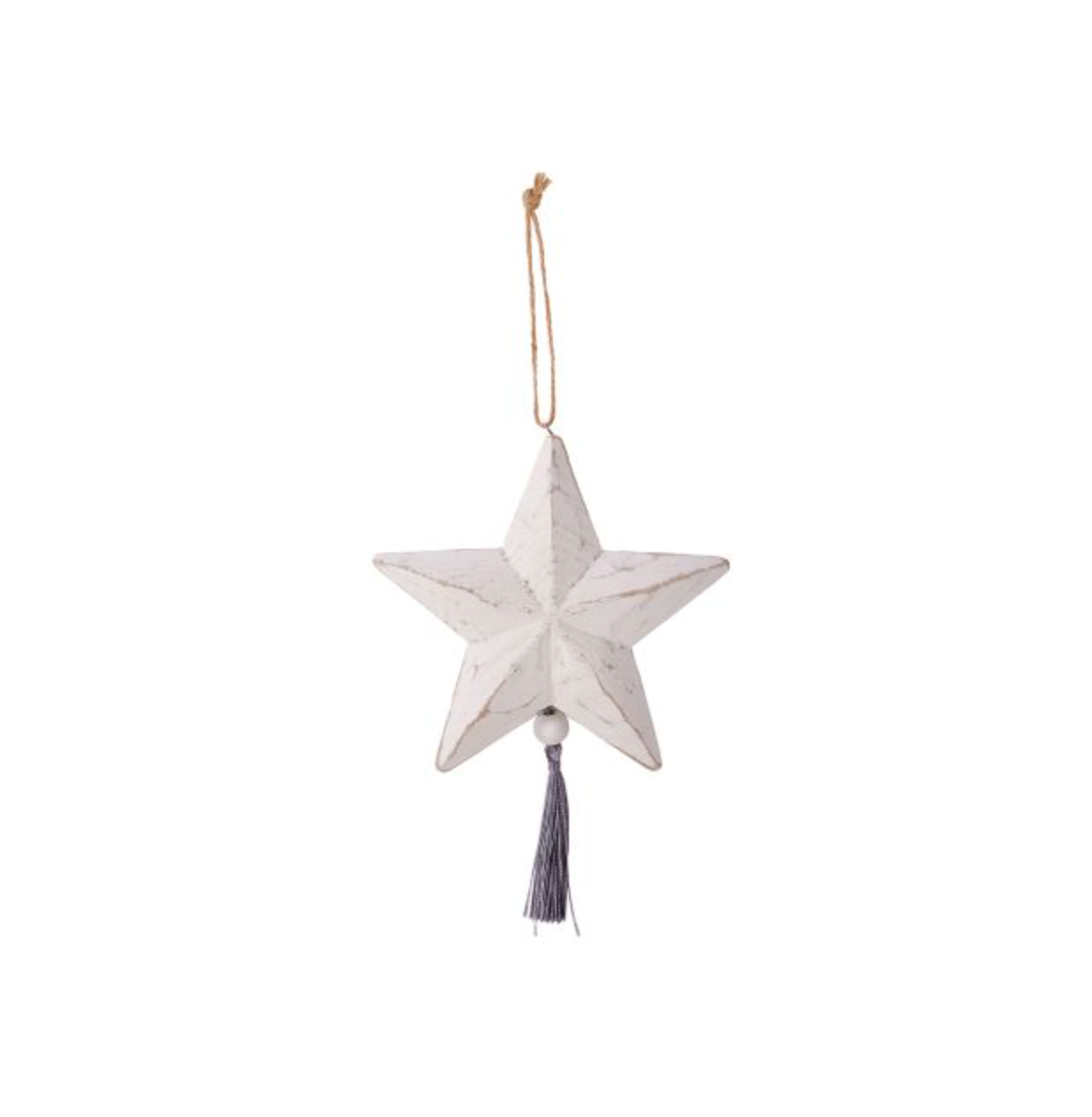 Tassel Star Hanger White Distressed Wood