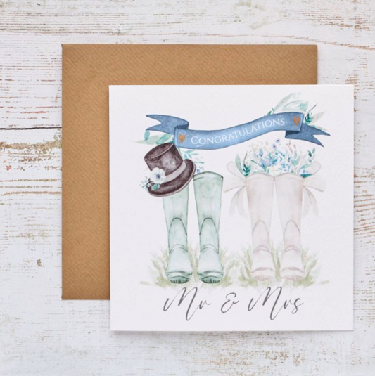 Mr & Mrs Wedding Wellies Card